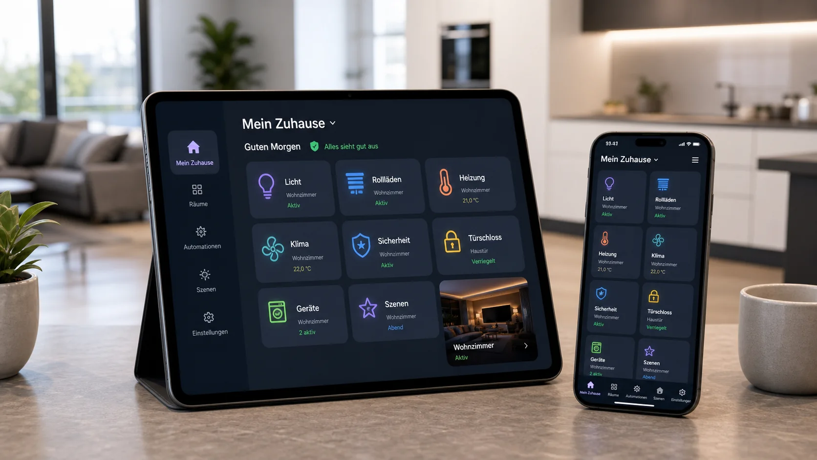 Smart Home App steuert Geräte und Routinen im Haus