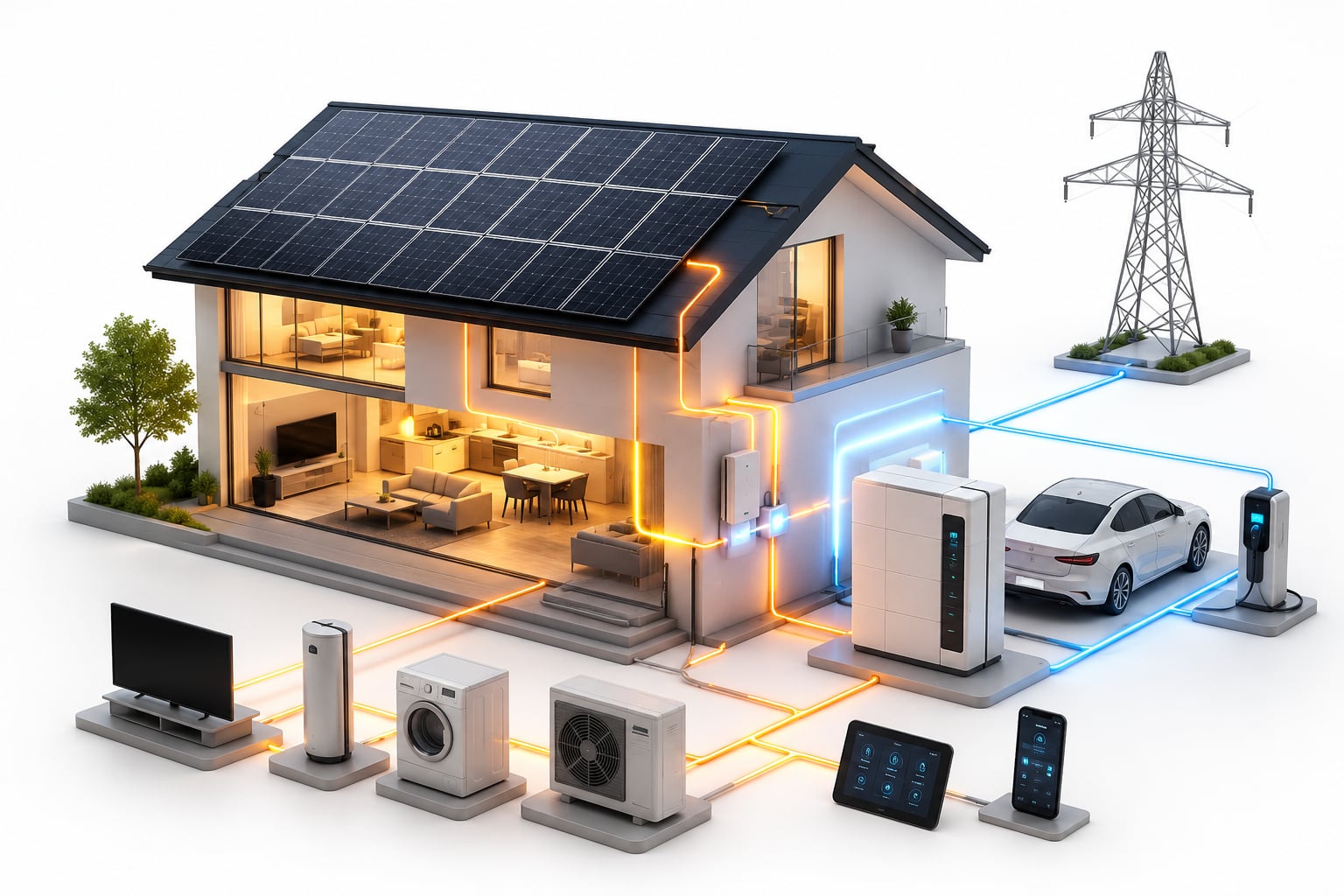 Schema Energiefluss Photovoltaikanlage